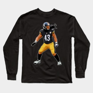 Troy Polamalu #43 Pursues The Play Long Sleeve T-Shirt